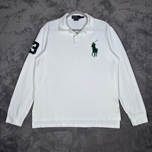 Polo Ralph Lauren White Long Sleeve Polo Shirt Custom Fit Men’s L